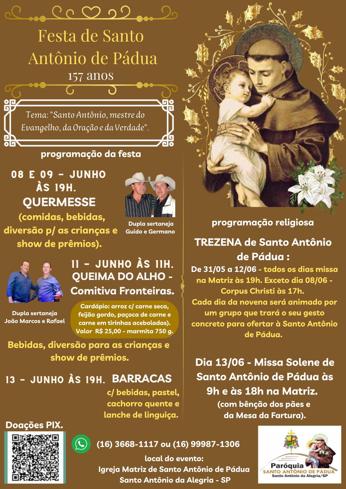 FESTA DE SANTO ANTÔNIO DE PÁDUA, 157 ANOS